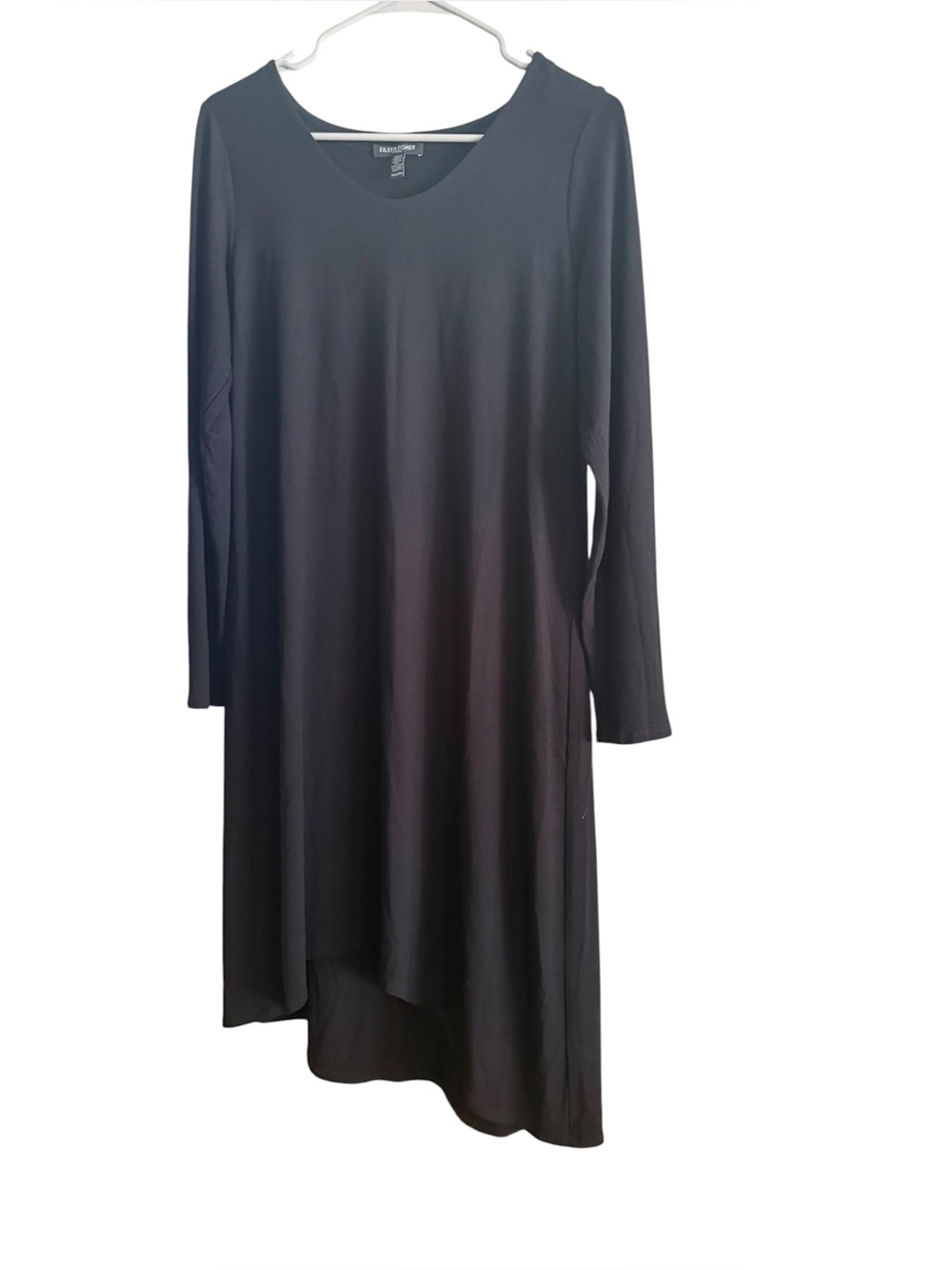 Eileen Fisher Asymmetrical Black Jersey Dress Petite Medium